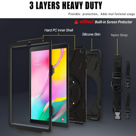 D-Pro 360 Armor Strap Case etui pancerne z uchwytem na rękę i paskiem na ramię Samsung Galaxy Tab A 10.1 T510/T515 2019