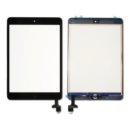 Digitizer dotyk szyba + przycisk Home do Apple iPad Mini 1 / Mini 2 (A1432 / A1454 / A1455 / A1489 / A1490 / A1491) (Czarny)