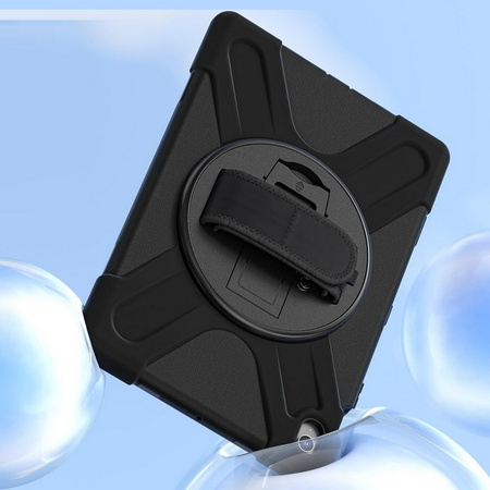 Etui D-Pro 360 Armor Strap Case obudowa pancerna z uchwytem na rękę i paskiem na ramię do Samsung Galaxy Tab S10 FE Plus 13.1" 2025 SM-X620/X626 (Czarny)