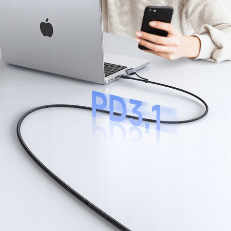Kabel Mcdodo przewód zasilający magnetyczny 240W/140W USB-C/MagSafe3 do ładowania Apple MacBook Pro 14/16 Air 13/15 M2 M3 M4 200cm 2m (Czarny)