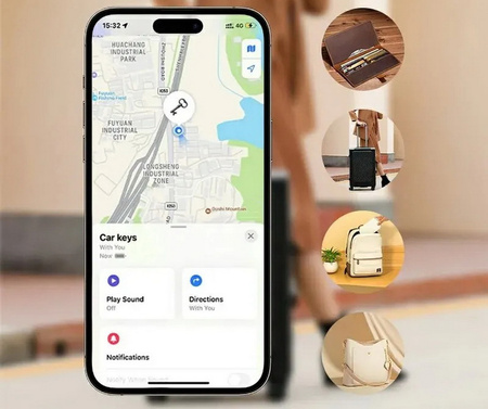 Lokalizator GPS SmartTag cienka karta do portfela dla aplikacji Apple Find My / MFi Made For iPhone (Czarny)