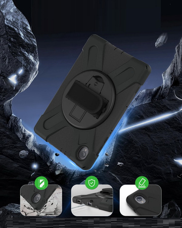Etui D-Pro 360 Armor Strap Case obudowa pancerna z uchwytem na rękę i paskiem na ramię do  Lenovo Tab M10 Plus 2nd Gen. 10.3" (X606) / Lenovo Tab K10 10.3" (TB-X6C6) (Czarny)
