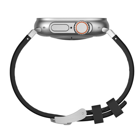 Pasek AP Steel+Silicone Band bransoleta opaska sportowa do Apple Watch 1/2/3/4/5/6/7/8/9/10/SE/Ultra 42/44/45/46/49mm (Czarny + Srebrny)
