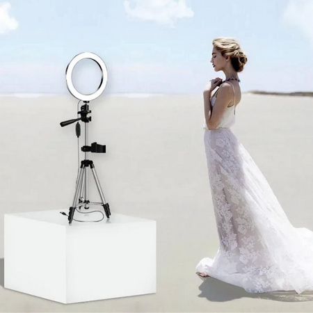 Zestaw lampa pierścieniowa LED Ring Fill + statyw tripod 130cm + 2x mikrofon bezprzewodowy USB-C + Lightning 