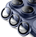 3x Szkło na aparat kamerę AR+AF antyrefleksyjna szybka ochronna z metalowym ringiem z aplikatorem do Apple iPhone 17 Pro / 17 Pro Max (Deep Blue / Niebieski)
