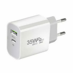 Ładowarka sieciowa zasilacz adapter USB-A + USB-C 35W PD do szybkiego ładowania (Biały)