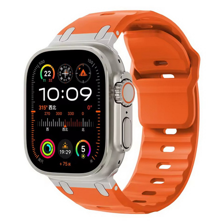 Pasek D-Pro Metro Band opaska sportowa do Apple Watch 4/5/6/7/8/9/10/SE/Ultra 44/45/46/49mm (Pomarańczowy / Srebrny)
