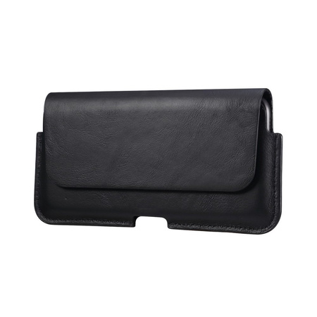 Kabura D-Pro Holster Premium Leather poziome uniwersalne magnetyczne etui z naturalnej skóry bydlęcej do paska na telefon do 7.2 cala (rozm. XXL) (Czarny)