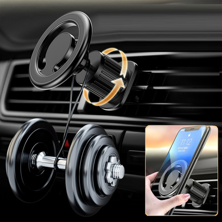 NOX 2in1 MagSafe Vent Car Holder uchwyt samochodowy do kratki i na kokpit do auta samochodu telefonu (Black)