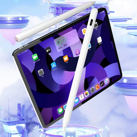 Rysik D-Pro Stylus Pen Pencil 2 Gen. Palm Rejection / Tilt Sensing / Wireless magnetyczne ładowanie + USB-C dla Apple iPad (2018-2025) iPad 6/7/8/9/10/11 Mini 5/6/7 Air 3/4/5/6/7/M2/M3 Pro 11" 1/2/3/4/5/M4 iPad Pro 12.9" 3/4/5/6 Pro 13" 7 M4 (Biały)