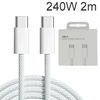Kabel przewód USB-C do USB-C Typ C 240W PD do szybkiego ładowania w nylonowym oplocie do Apple MacBook iPad iPhone 200cm 2m (Biały)