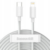 2x Baseus kabel USB-C Lightning PD 20W iPhone 150cm (White)