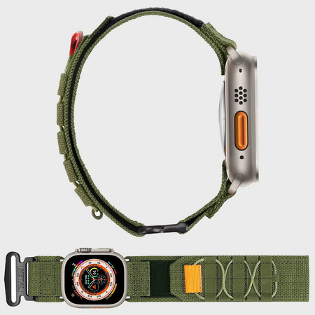 Pasek D-Pro Nylon Tactical Band opaska sportowa taktyczna militarna do Apple Watch 4/5/6/7/8/9/10/SE/Ultra 44/45/46/49mm (Army Green / Zielony)