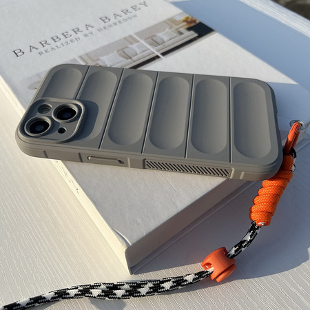Etui D-Pro 3D Silicone Case Wrist Rope ze smyczą na nadgarstek - iPhone 15 Pro (Czarny)