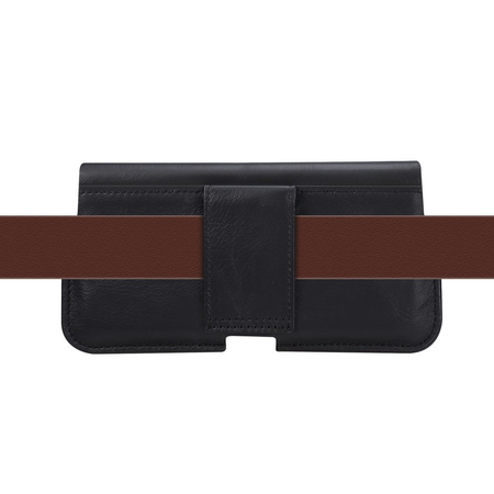 Kabura D-Pro Holster Premium Leather poziome uniwersalne magnetyczne etui z naturalnej skóry bydlęcej do paska na telefon do 7.2 cala (rozm. XXL) (Czarny)