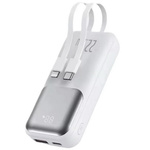 Power Bank D-Pro Dual Cable LED 2x kabel USB-C + Lightning szybkie ładowanie 22.5W QC 3.0 PD 10000mAh (Biały)