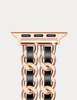 BransoletaGlow CNL Stainless Steel Leather Band  ozdobny pasek do Apple  Watch 38/40/41/42mm 1/2/3/4/5/6/7/8/9/10/SE (Rose Gold / Różowe złoto/ Czarny)