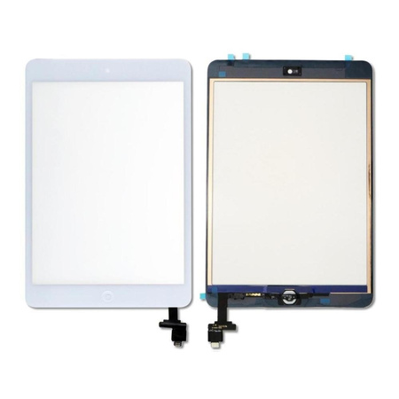 Digitizer dotyk szyba + przycisk Home do Apple iPad Mini 1 / Mini 2 (A1432 / A1454 / A1455 / A1489 / A1490 / A1491) (Biały)