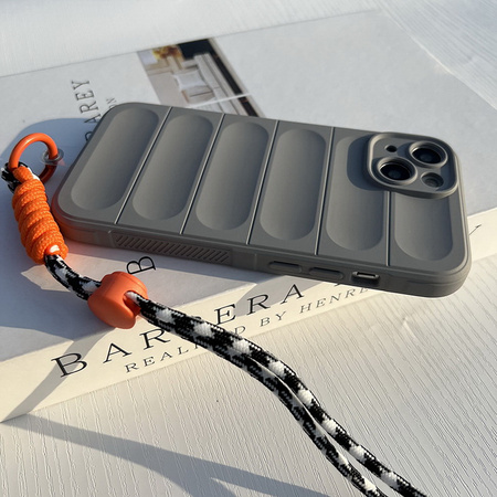 Etui D-Pro 3D Silicone Case Wrist Rope ze smyczą na nadgarstek - iPhone 15 (Biały)