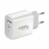 Ładowarka sieciowa zasilacz adapter USB-A + USB-C 45W PD do szybkiego ładowania (Biały)