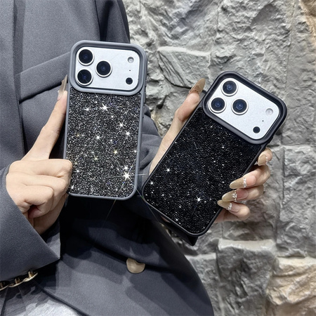 D-Pro Crystal Sparkle etui hybrydowe błyszczące z kryształkami do Apple iPhone 17 Pro (Czarny)