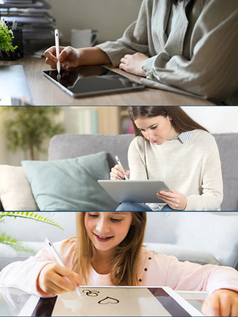 Rysik D-Pro Stylus Pen Pencil 2 Gen. Palm Rejection / Tilt Sensing / Wireless magnetyczne ładowanie + USB-C dla Apple iPad (2018-2025) iPad 6/7/8/9/10/11 Mini 5/6/7 Air 3/4/5/6/7/M2/M3 Pro 11" 1/2/3/4/5/M4 iPad Pro 12.9" 3/4/5/6 Pro 13" 7 M4 (Biały)