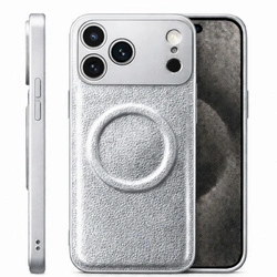 Etui D-Pro Vegan Leather MagSafe Case obudowa magnetyczna iPhone 17 Pro (Srebrny)