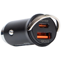 Ładowarka samochodowa NOX 45W do zapalniczki szybka mocna dwa porty USB-A + USB-C 5V 3.1A (Czarna)