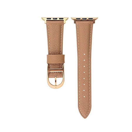 Pasek Glow Leather Band skórzana bransoleta do Apple Watch 4/5/6/7/8/9/10/11/SE 1/2/3 40/41/42mm (Beżowy brąz/ złoty)