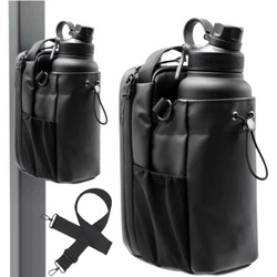 Zestaw: Butelka termiczna bidon ze stali nierdzewnej 30cm 0,95l 950ml + Torba magnetyczna (Czarny)