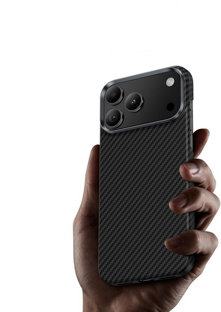 Etui D-Pro Carbon Kevlar® Air Slim Case 1500D MagSafe magnetyczna mocna cienka obudowa do Apple iPhone 17 (Czarny)