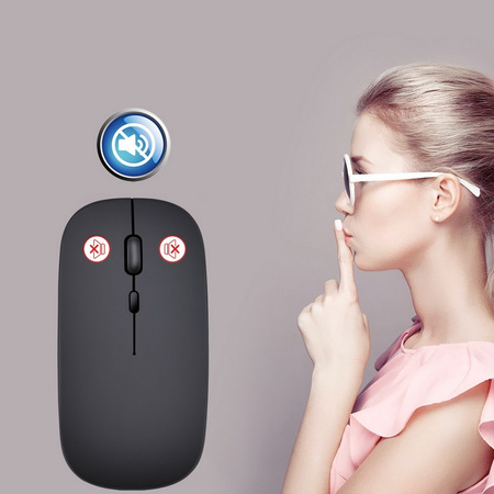 Mysz bezprzewodowa Dual-Mode Bluetooth + 2.4G USB / Silent ciche kliknięcia do komputera PC Macbook iMac iPad Windows Android Smart TV (Space Gray / Szary)