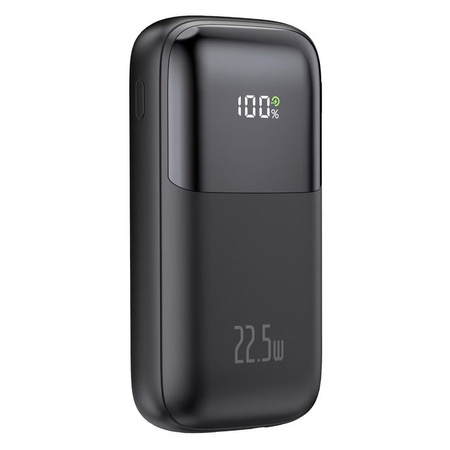 Power Bank D-Pro Dual Cable LED 2x kabel USB-C + Lightning szybkie ładowanie 22.5W QC 3.0 PD 10000mAh (Czarny)