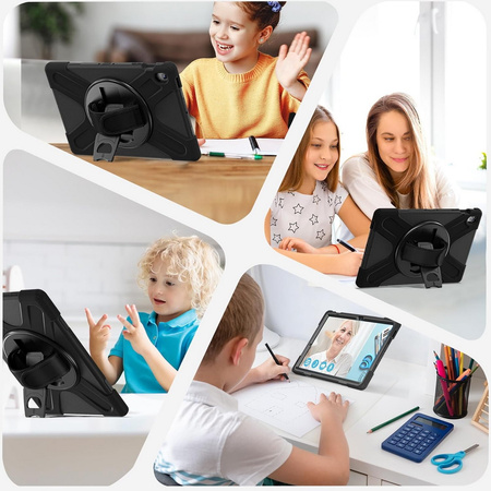 Etui D-Pro 360 Armor Strap Case obudowa pancerna z uchwytem na rękę i paskiem na ramię do  Lenovo Tab M10 Plus 2nd Gen. 10.3" (X606) / Lenovo Tab K10 10.3" (TB-X6C6) (Czarny)