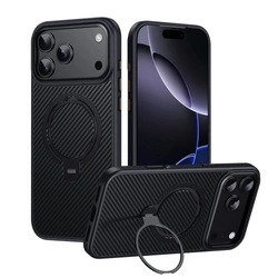 Etui D-Pro Stealth Carbon MagSafe Stand Case obudowa magnetyczna karbonowa magnes stojak podstawka do Apple iPhone 17 Pro (Czarny)
