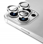 Zestaw Eagle Eye Lens szkło + metalowa ramka na tylną kamerę aparat do iPhone 14 Pro/14 Pro Max (3 szt.) (Silver)