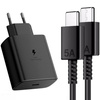 Ładowarka sieciowa zasilacz adapter USB-C Typ-C 45W PD uniwersalny do szybkiego ładowania + kabel 2x USB-C 5A 100cm 1m (Czarny)