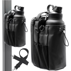 Zestaw: Butelka termiczna bidon ze stali nierdzewnej 30cm 0,95l 950ml + Torba magnetyczna (Czarny)