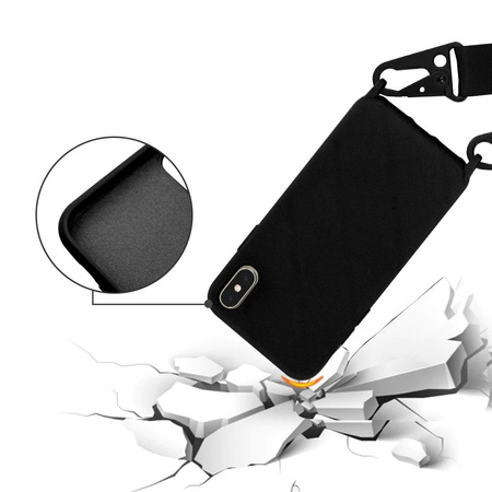 Crossbody Silicone Case XL Strap etui z paskiem na ramię do iPhone 6/6S/7/8/SE 2020/2022 (Black)