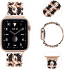 BransoletaGlow CNL Stainless Steel Leather Band  ozdobny pasek do Apple  Watch 38/40/41/42mm 1/2/3/4/5/6/7/8/9/10/SE (Rose Gold / Różowe złoto/ Czarny)