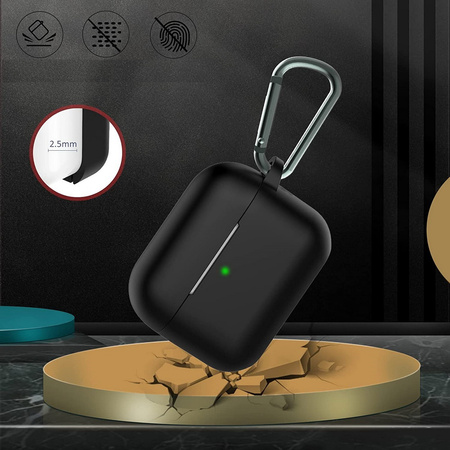 Etui D-Pro Silicone Case silikonowa obudowa z metalowym karabińczykiem do Apple AirPods Pro 3 (2025) (Biały)