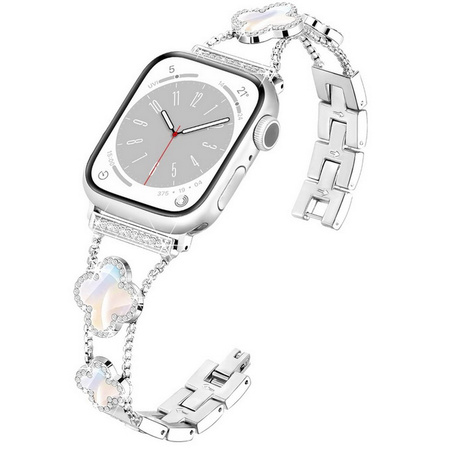 Bransoleta Glow VNC Clover Band  ozdobny pasek do Apple  Watch 4/5/6/7/8/9/10/11/SE 1/2/3 40/41/42mm (Srebrny)