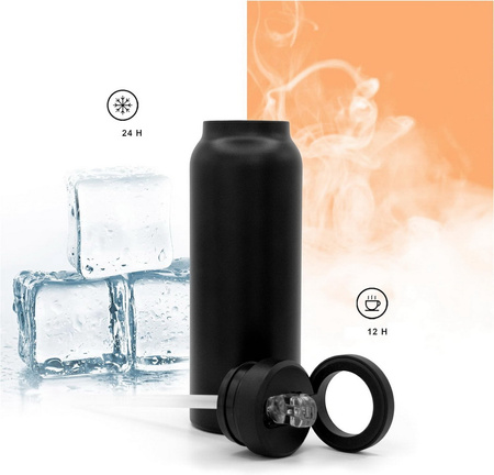 Butelka termiczna z magnetycznym uchwytem MagSafe iPhone bidon ze stali nierdzewnej termos sportowy na wodę napoje ciepłe i zimne 0,95l 950ml (Czarny)