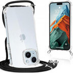 Etui D-Pro Crossbody TPU etui na sznurku z paskiem na ramię smycz na szyję do iPhone 14 Plus/15 Plus (Czarne)