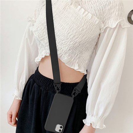 Etui D-Pro Crossbody XL obudowa pasek smycz zawieszka na ramię szyję iPhone 15 Pro Max (Czarny)