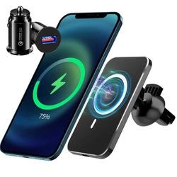 Ładowarka samochodowa indukcyjna bezprzewodowa magnetyczna uchwyt MagSafe do Apple iPhone 12 13 14 15 16 17  Plus/Pro/Pro Max