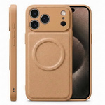 Etui D-Pro Vegan Leather MagSafe Case obudowa magnetyczna iPhone 17 Pro (Beżowy)