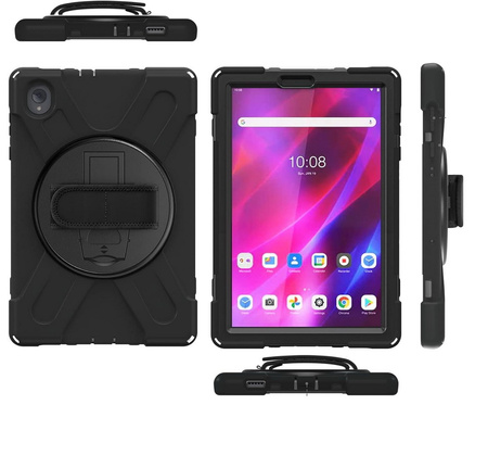 Etui D-Pro 360 Armor Strap Case obudowa pancerna z uchwytem na rękę i paskiem na ramię do  Lenovo Tab M10 Plus 2nd Gen. 10.3" (X606) / Lenovo Tab K10 10.3" (TB-X6C6) (Czarny)