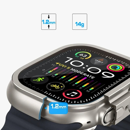 Etui D-Pro Metal Case + Glass 2w1 obudowa metalowa aluminiowa + szklo hartowane na ekran do Apple Watch Ultra 1/2/3 49mm (Natural Titanium / Tytan naturalny)