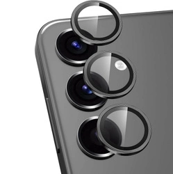 3x Szkło na aparat kamerę szybka ochronna z metalowym ringiem z aplikatorem do Samsung Galaxy S25 Plus (SM-S936) (Czarny)